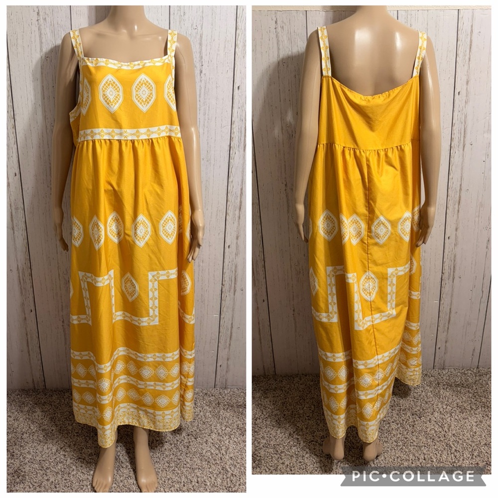MISSLOOK Yellow and White Geometric Maxi Dress